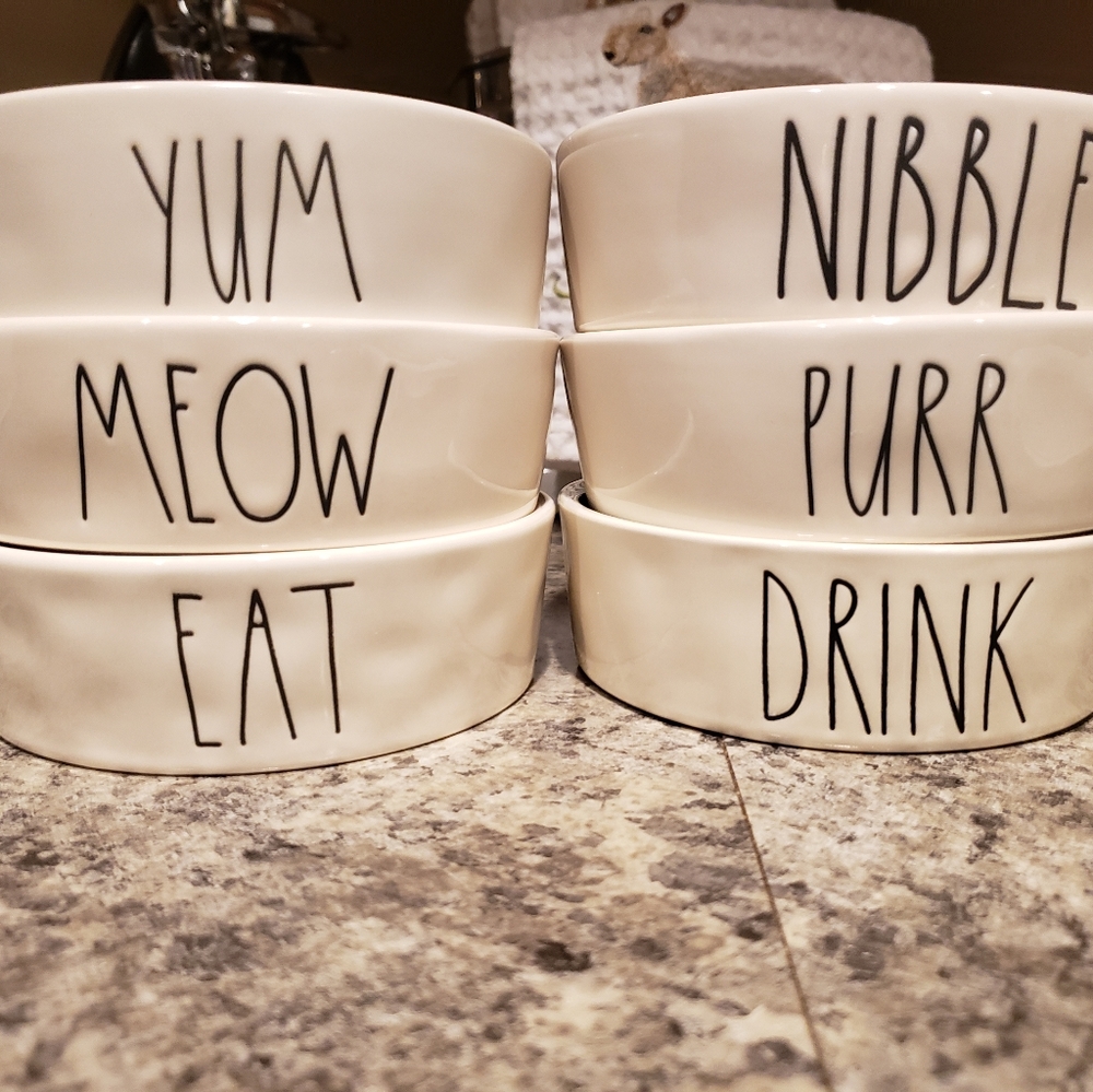 Rae Dunn Small Pet Bowls (Drink & Eat)